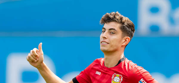 LEVERKUSEN, GERMANY - AUGUST 04: Kai Havertz of Bayer 04 Leverkusen looks on prior to the pre-season friendly match between Bayer 04 Leverkusen and FC Valencia at BayArena on August 4, 2019 in Leverkusen, Germany. (Photo by TF-Images/Getty Images)
