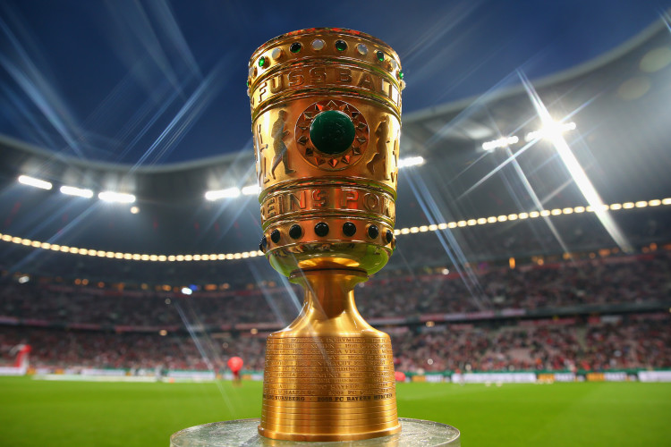 MUNICH, GERMANY - APRIL 16: (EDITORS NOTE: STAR EFFECT FILTER USED TO CREATE THIS PICTURE!) The DFB Cup trophy prior the DFB Cup Semi Final match between Bayern Muenchen and VfL Wolfsburg at Allianz Arena on April 16, 2013 in Munich, Germany. (Photo by Alexander Hassenstein/Bongarts/Getty Images)